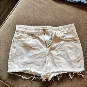 Madewell White Frayed Jean Shorts